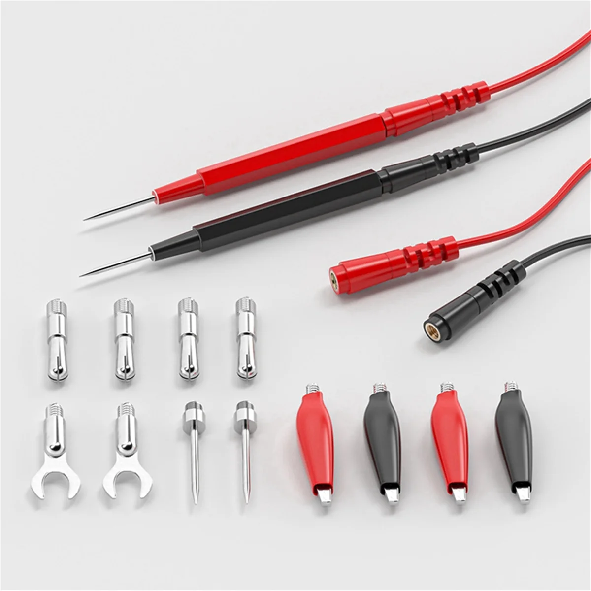 ABYC Kit de cables de prueba para multímetro, juego de cables de prueba de repuesto, pinzas de cocodrilo, tapones tipo banana, sondas de prueba, enchufes tipo banana para multímetro