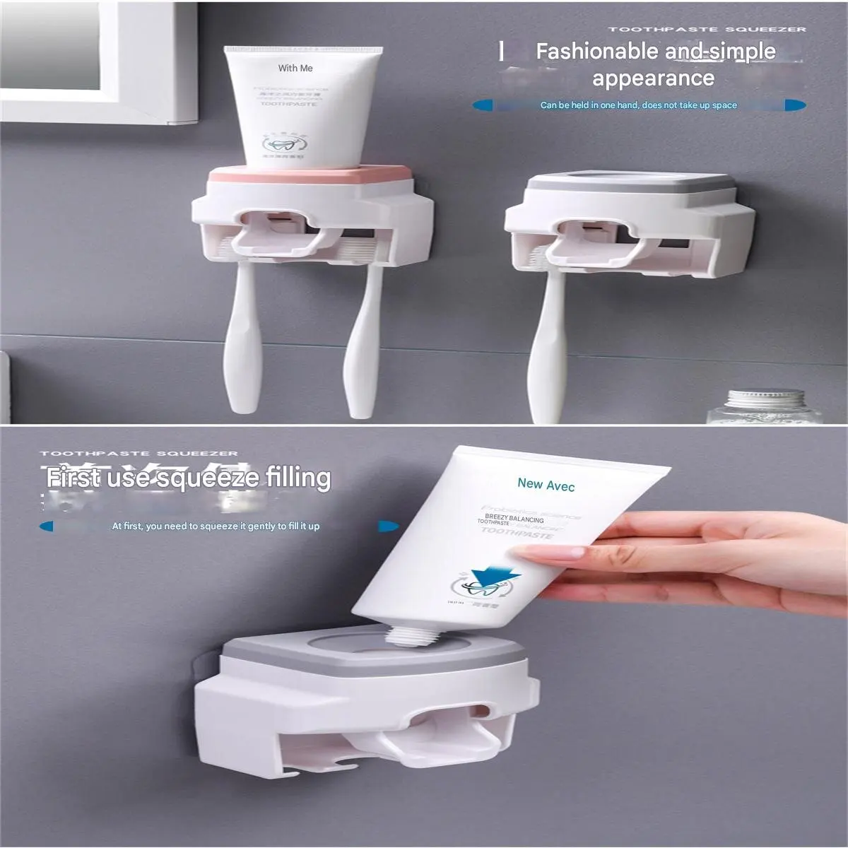 Lazy toothpaste squeezer wall mounted punch-free toothbrush rack toothbrush rack toothpaste squeezer artifact image 3