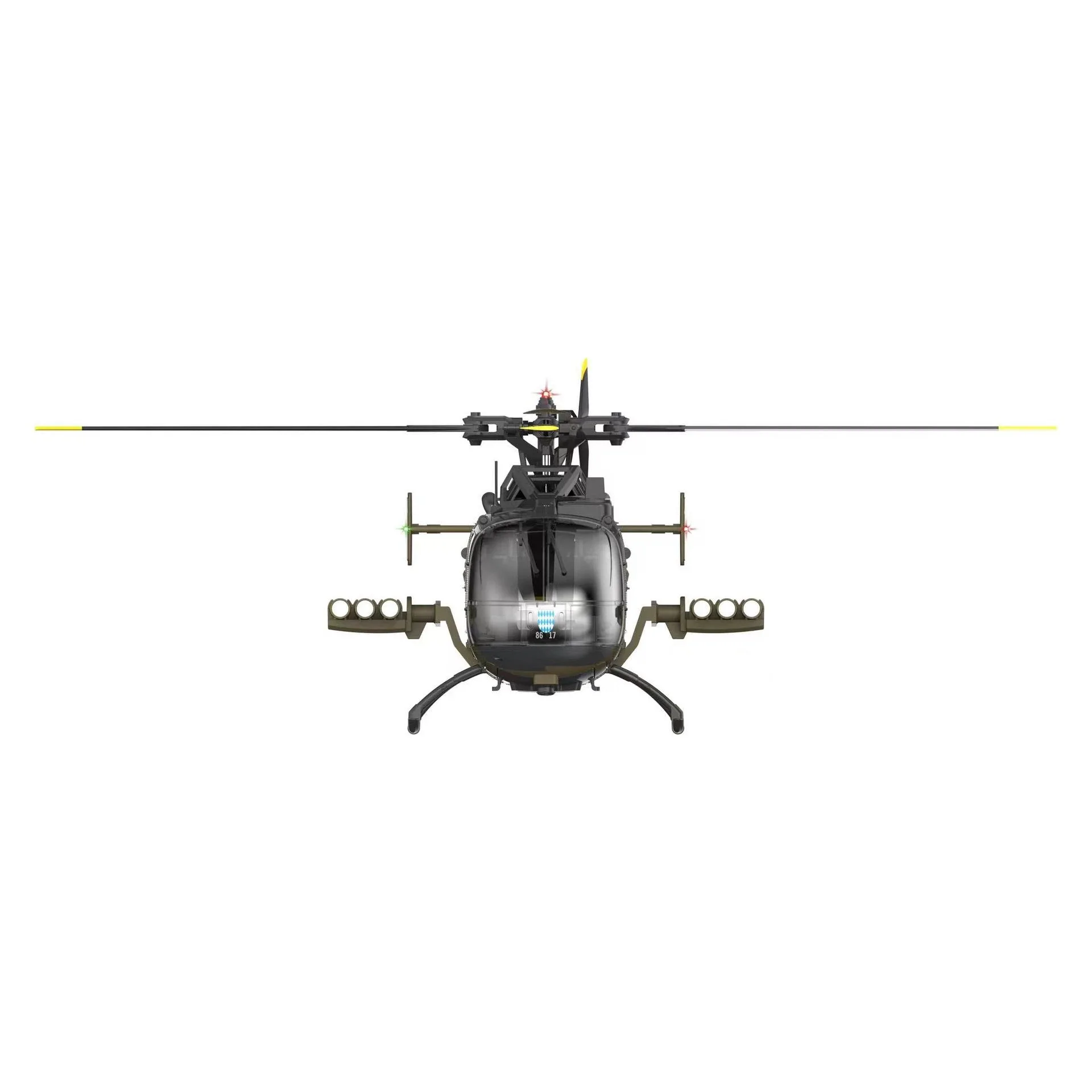 RCERA Remote Control Helicopter BO105 6 Channel Single Rotor No Aileron Military Model Stunt Aircraft For Adult Outdoor Hobby