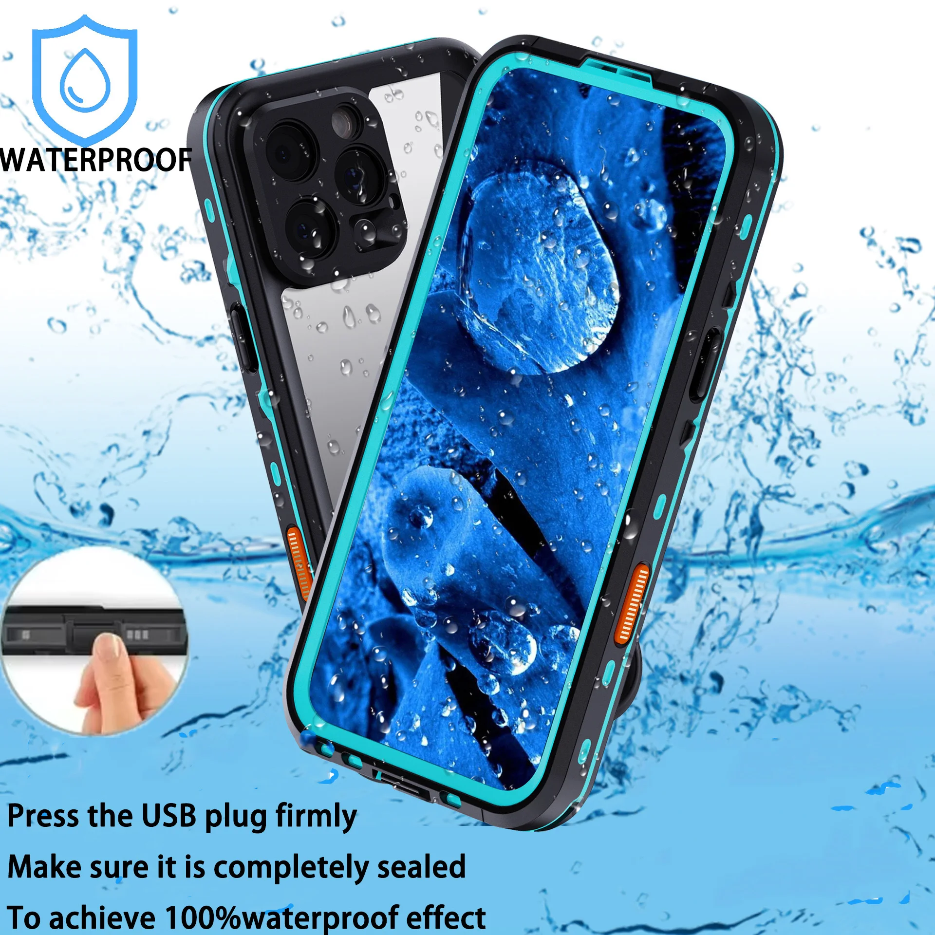 

Full Sealed Clear IP68 Waterproof Case For iPhone 16 15 14 Plus 13 12 Pro Max Mini Shockproof Cover with Screen Protector