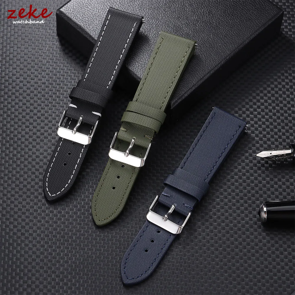 Wasserdichtes Segeltuch-Uhrenarmband, 20 mm, 22 mm, Schnellverschluss-Armband für Männer und Frauen, Nylon-Sport-Armband mit polierter Dornschließe