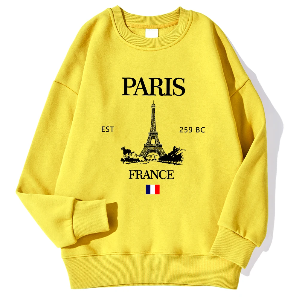 Fashion Womens Hoodie Paris France Eiffel Tower Printing Sweatshirt Crewneck Soft Warm Breathable Pullover Autumn Winter Tops