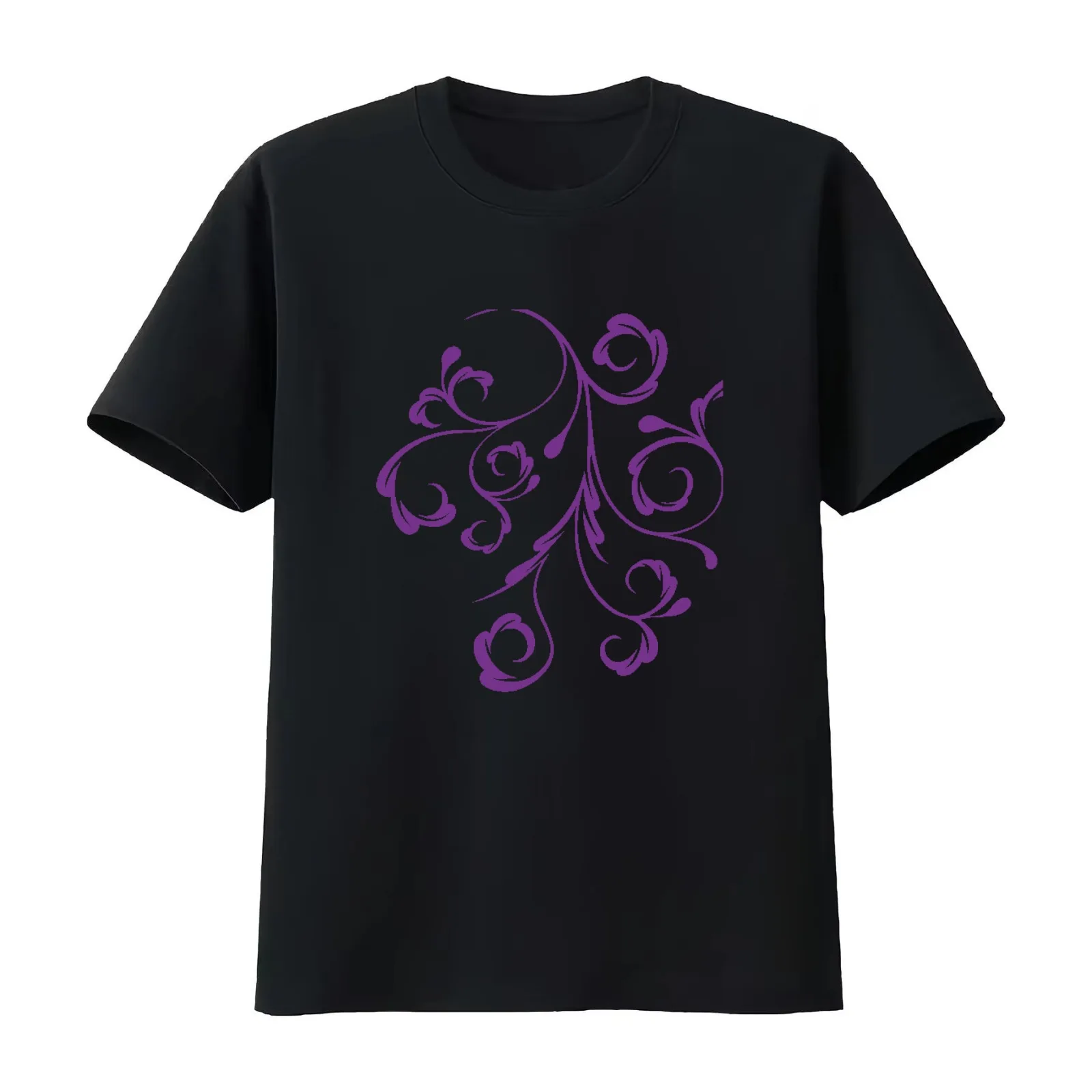 Purple Swirl T-Shirt Summer Casual Cotton Tee Oversized Streetwear Tops Vintage Graphic Print Loose Fit Short Sleeve