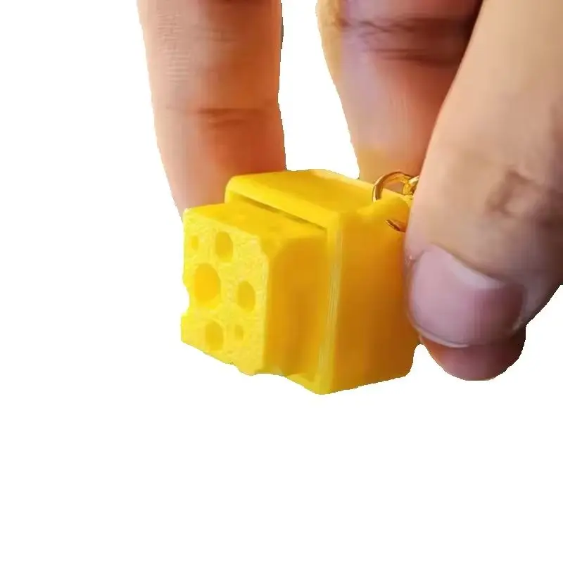 Mini Cheese KeyChain Keyboard Stress Relief Fidget Button Cheese Keycap Fidget Clicker Keyboard Keychain Pendant Finger Toys