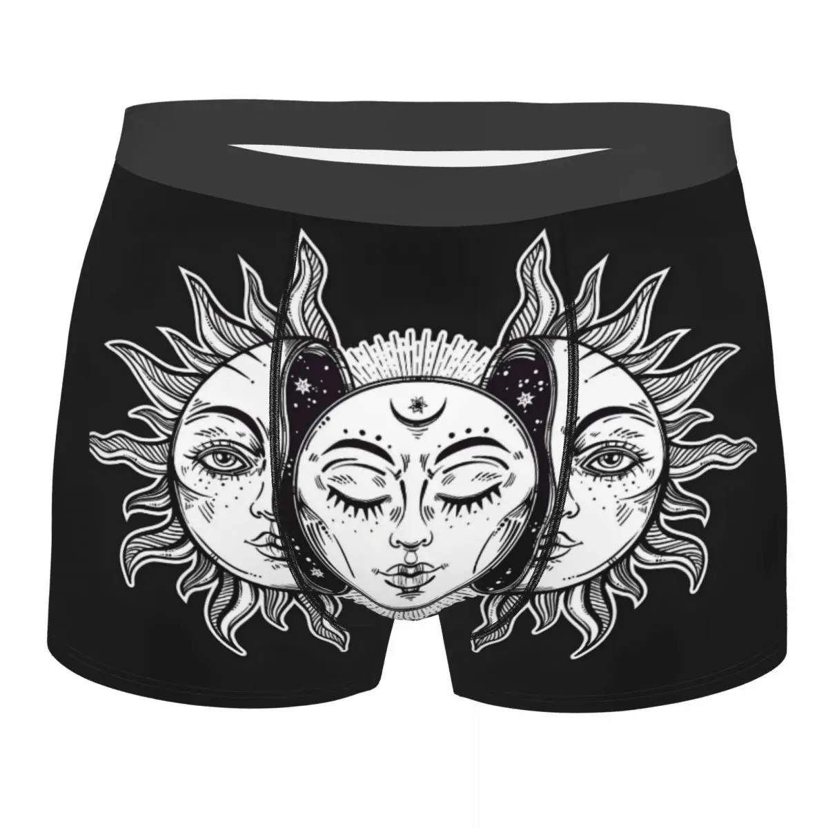 Custom Vintage Retro Sun And Moon Solar Eclipse Classic Boxers Shorts Men's Briefs Underwear Novelty Underpants