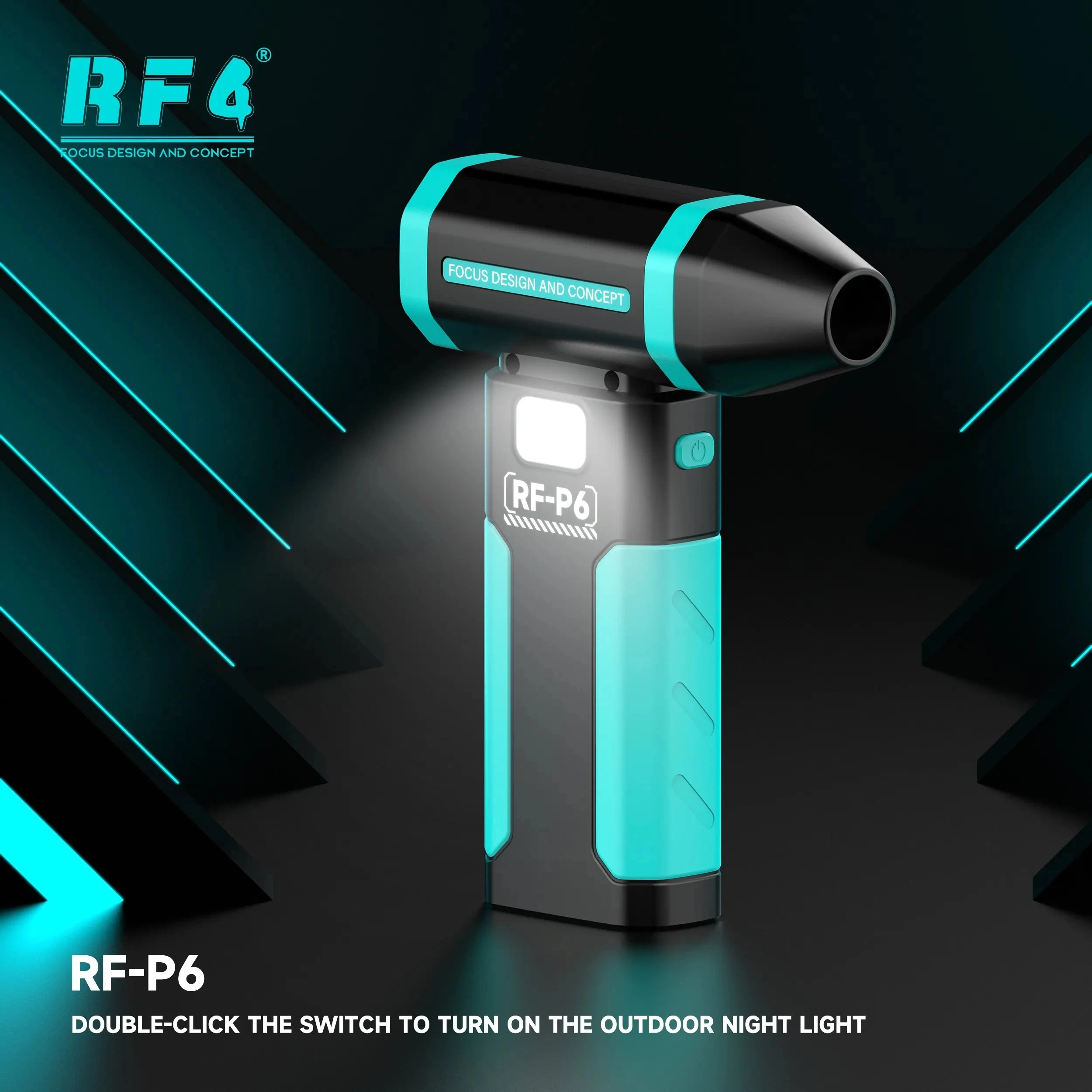 RF4 RF-P6 Portable Rechargeable Ultra-High Hurricane Clean Dust Mini Jet Fan - 200,000RPM Brushless Motor for Cellphone Table