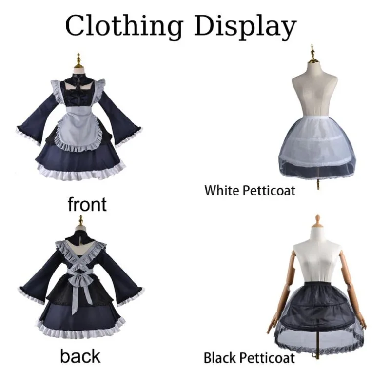 Anime Shizuku Kuroe Cosplay Costume Black Maid Uniform JK with Wig Full Set Role Play Outfit for Women Theme Party