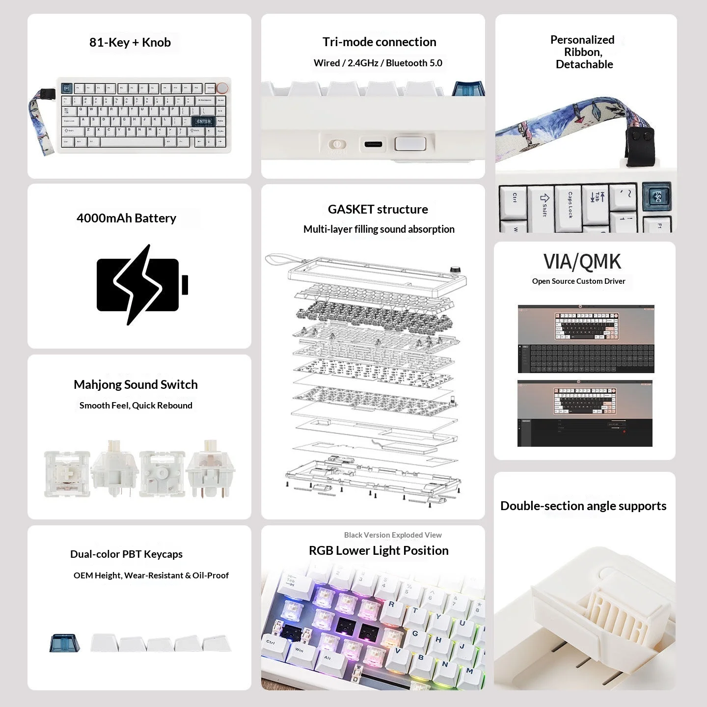 Cidoo Qk75 Custom Mechanical Keyboard Gasket Hot Plug Pbt Keycapwireless Tri-Mode Bluetooth Ipad Esports Computer Game Office