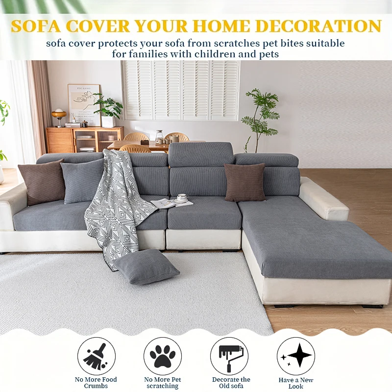 Gestreepte jacquard stof bankhoes woonkamer elastische luxe bank zitkussen geval woondecoratie stofdicht antislip productor