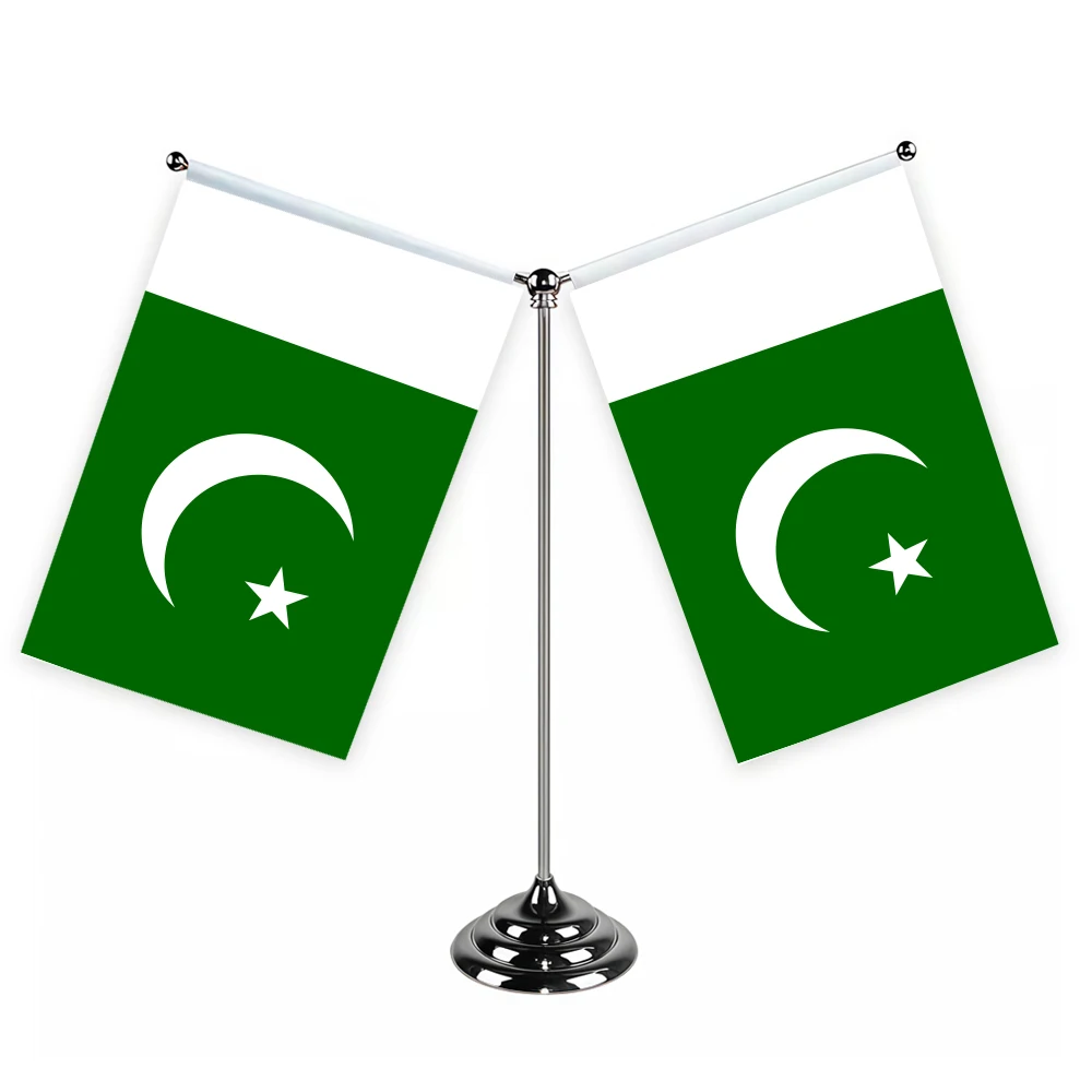 Aerlxemrbrae Metal Stand  14x21cm  Office Desk Flag of Pakistan  Flag Polyester Pakistan National Flag Country Banner Desk