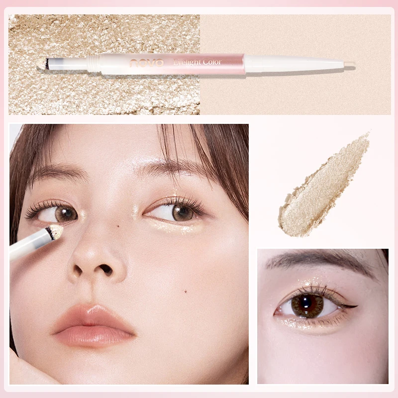 両端アイライナーとハイライタースティック、防水アイシャドウスティック、長持ち、汚れ防止ハイライター、簡単に適用できます。