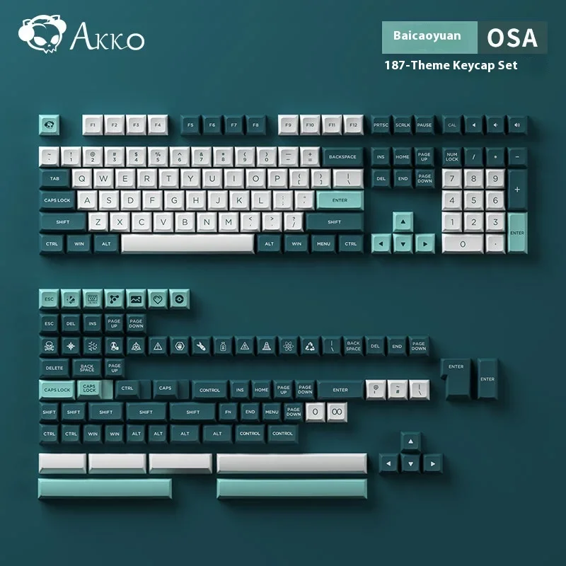 Akko187-Keycap Pbt Double-Shot Osa Profile Mechanical Keyboard Keycaps Herb Garden Keycap Set Compatible With Major Layouts