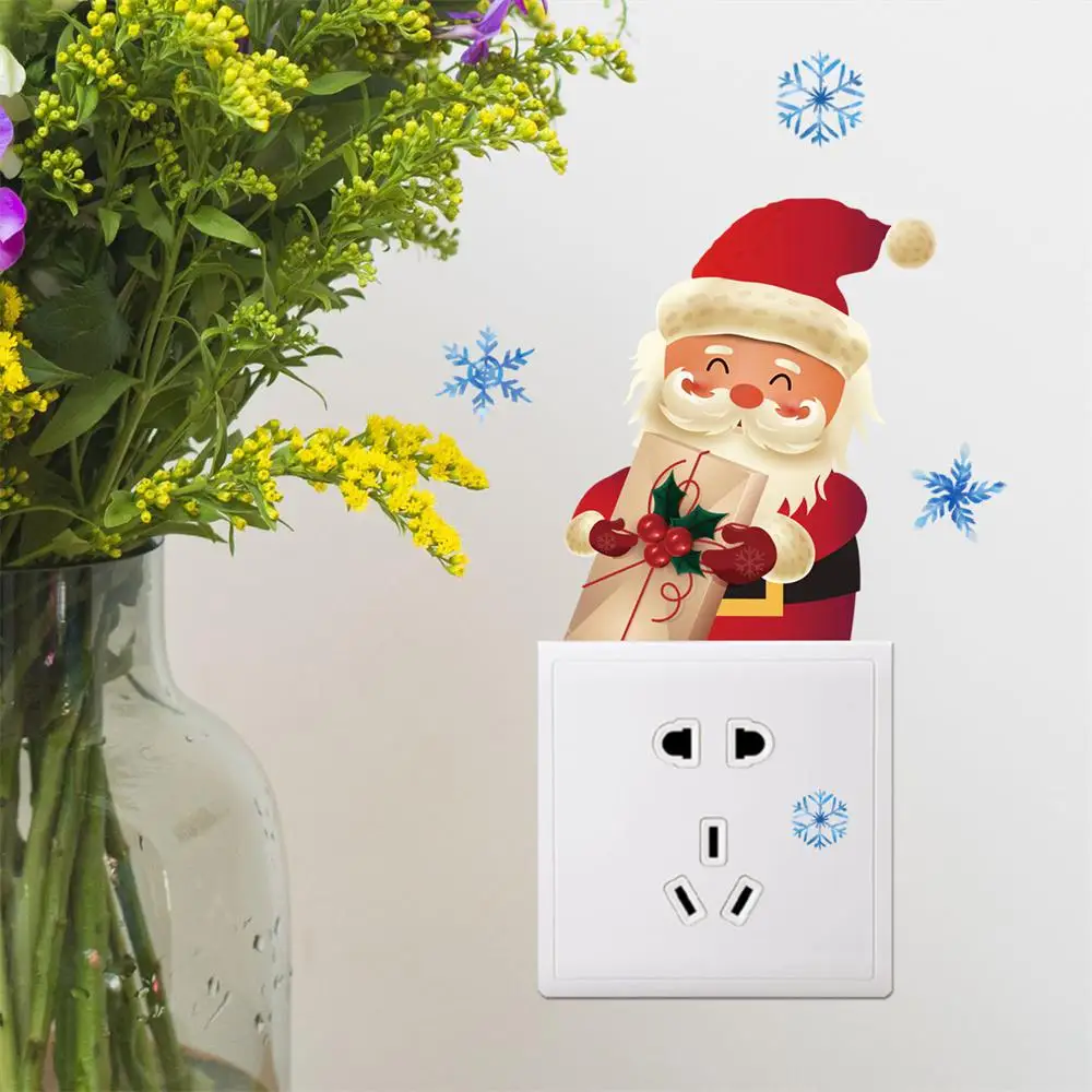 Christmas Sticker Santa Claus Switch Sticker Unique Creative Decorative Wall Stickers Unique Christmas Decoration Lovely Festive