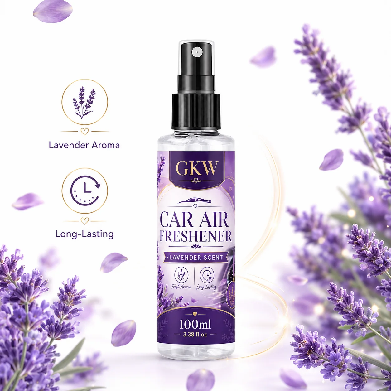 Soothing Lavender-Scented Car Fragrance, New Car Deodorizer, Air Purifier, Long-Lasting Fragrance, Interior Freshener view 2