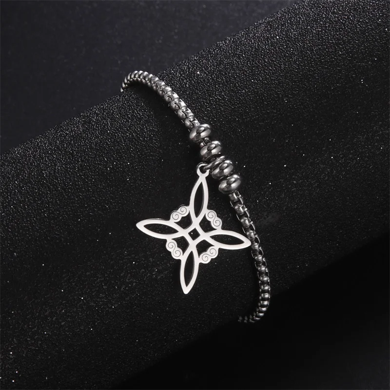 Vintage pulseira de aço inoxidável para homens Mulheres Witch Knot Witchcraft Pingente Homem Pulseira Jóias pulseiras homme Presentes De Aniversário