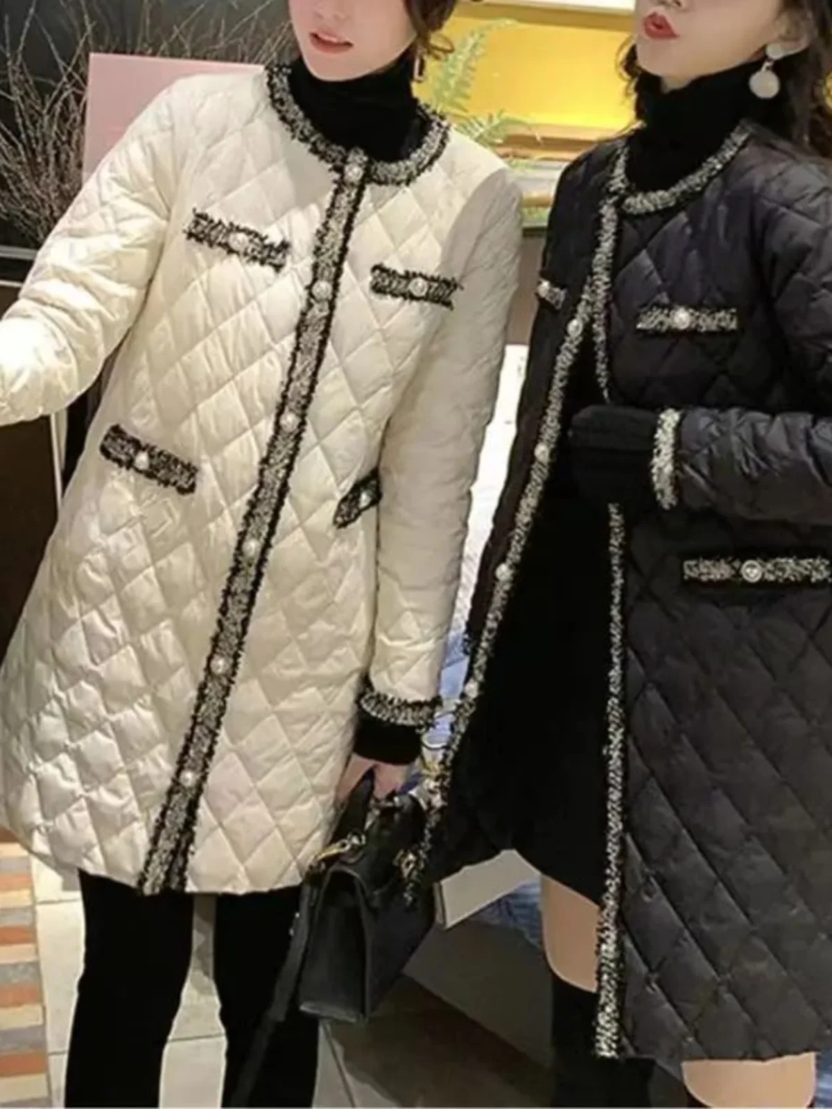 

Женское пальто Jaet Street Sle Pure Color с ромбовидным узором, брендовая стеганая верхняя одежда, круглое длинное пальто све