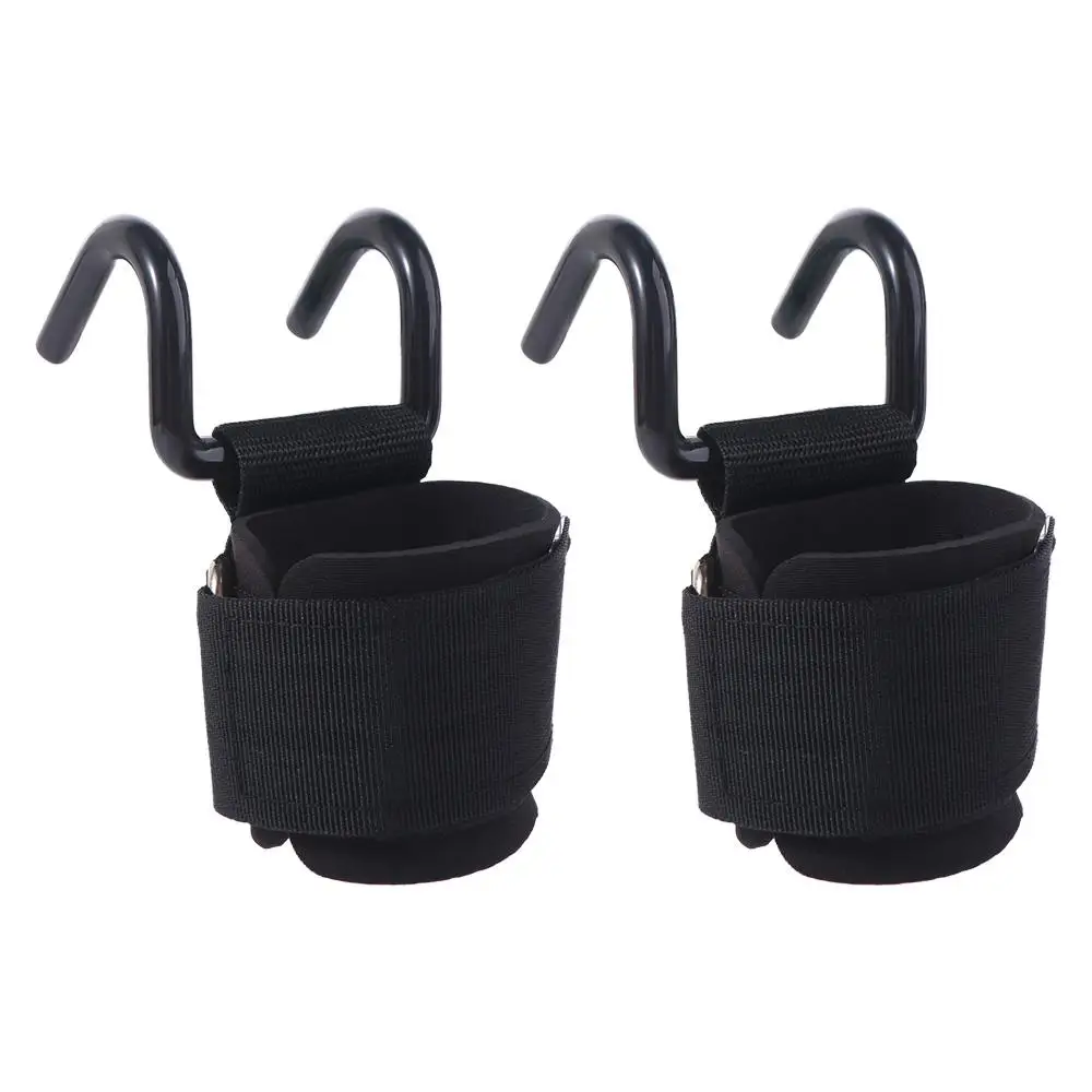 

1 pair Pull-up Weight Lifting Grip Hook Adjustable Non-Slip Auxiliary Power Wrist Guard With Hook Black Steel Hook Grips Strap