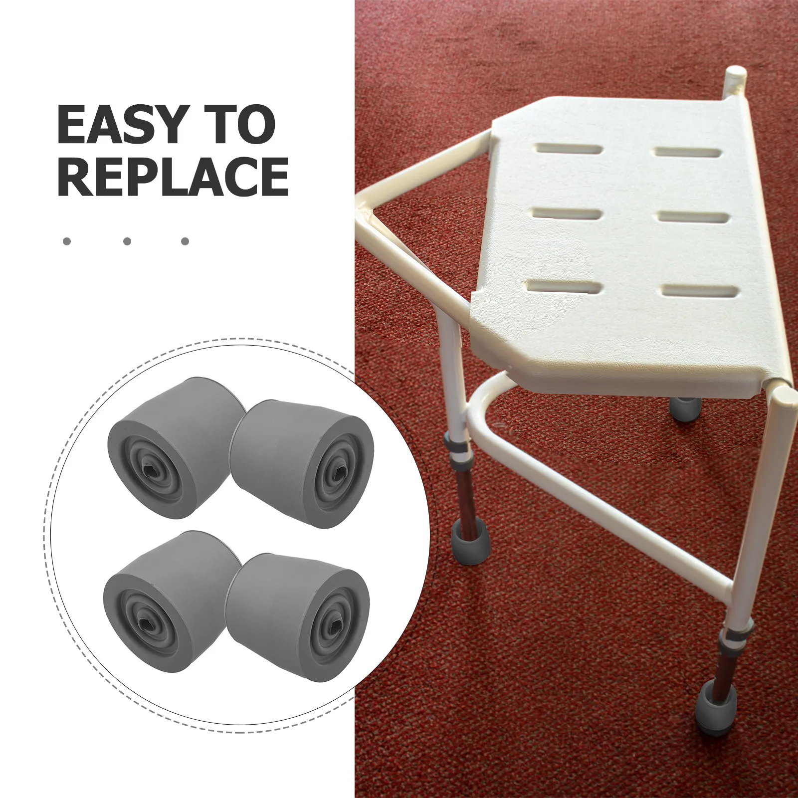 4Pcs Walker Tips Accessories Non Slip Rubber Replacements for Cane Crutch Durable Sturdy Walker Parts Tip Accessory