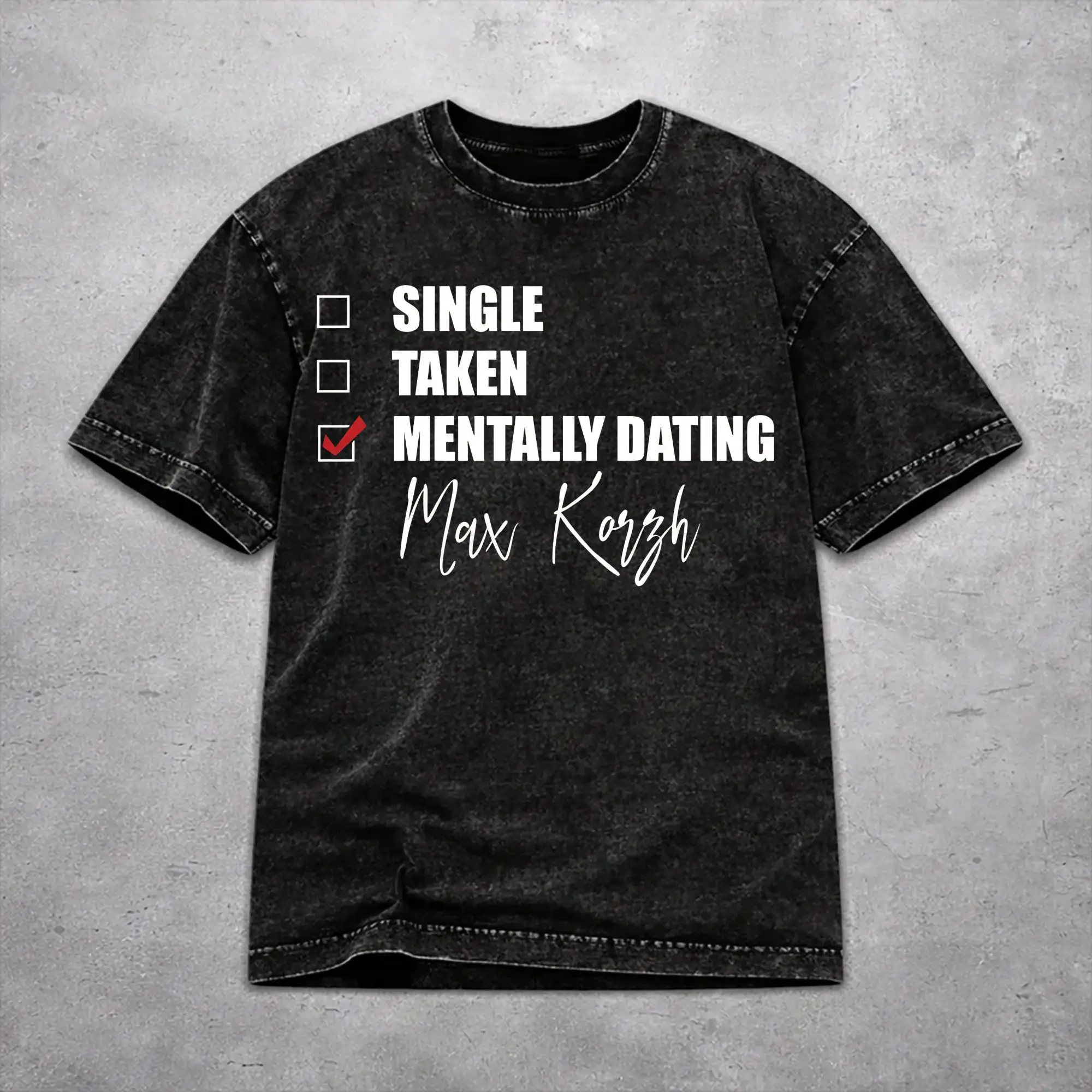 Men Women Harajuku Washed T-shirts Max Korzh Singer Print Shirt Outfit High Street  Tee Shirt