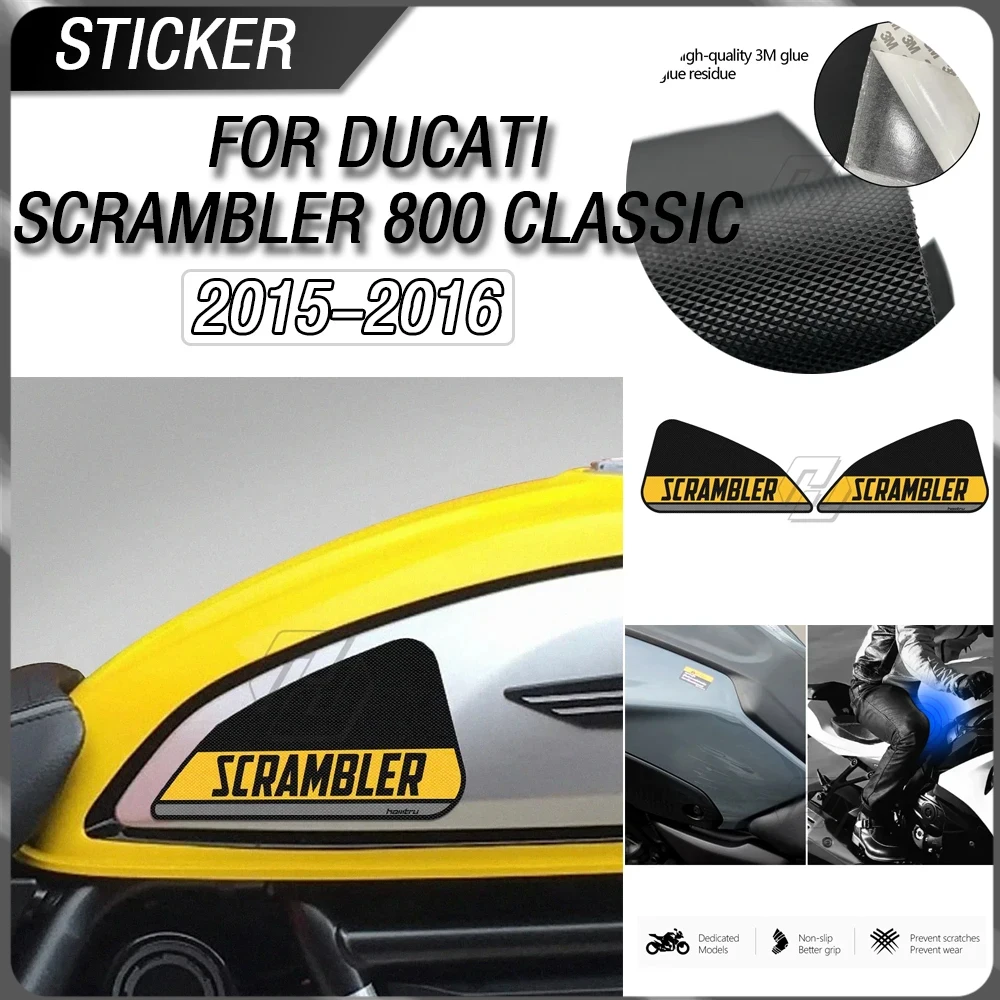 ل Ducati 2015-2016 تشويش إذاعي 800 الكلاسيكية دراجة نارية الجانب خزان الوقود المضادة للانزلاق وسادة الركبة حماية ملصق عدة