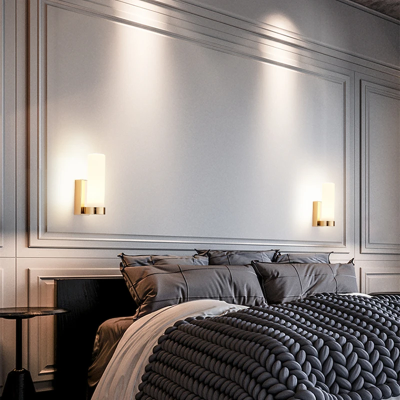 Modern Led Bedside Wall Lamp Nordic Glass Wall Light For Living Room Bedroom Stairs Led Light Bathroom Fixtures Mirror Light