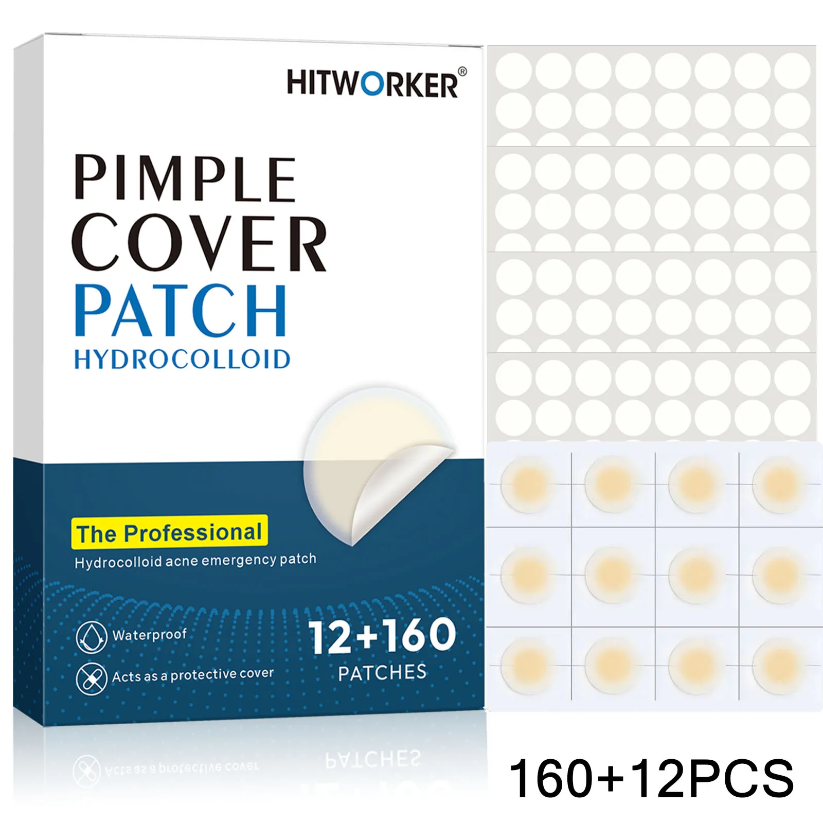 172PCS Invisible Waterproof Hydrocolloid Acne Patch for Facial Cleansing Care Essence Tool Accessory Suitable for All Skin Types