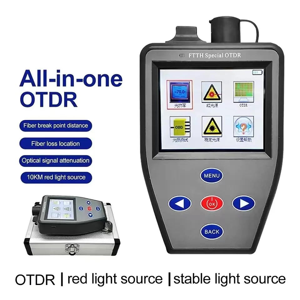 

Portuguese Mini FTTH Active Fiber OTDR with Optical Power Meter Stable Light Source VFL Multifunction Fibre Optique Tester