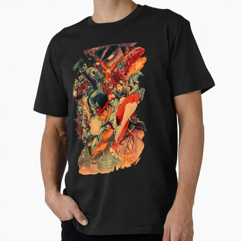 All Fighters Poster Street Fighter Retro Combat Gift t shirt 0518 Arcade game Graphic Tee 100% cotton Y2K Clothes All size Tops