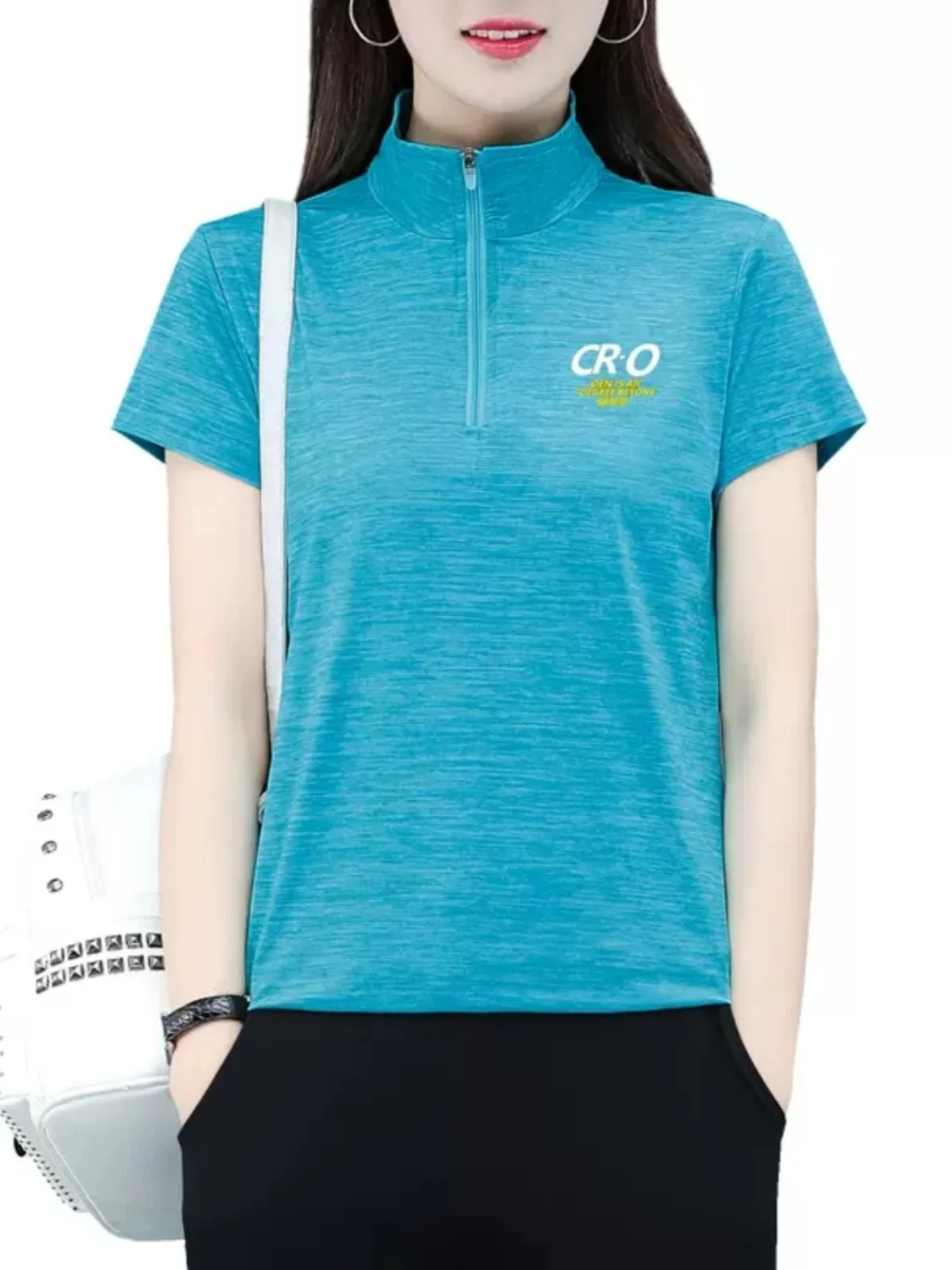 아이스 실크 여성용 티셔츠 러닝 스포츠 피트니스 엄마 여름옷 2024 신상 중년 여성 루즈핏 상의