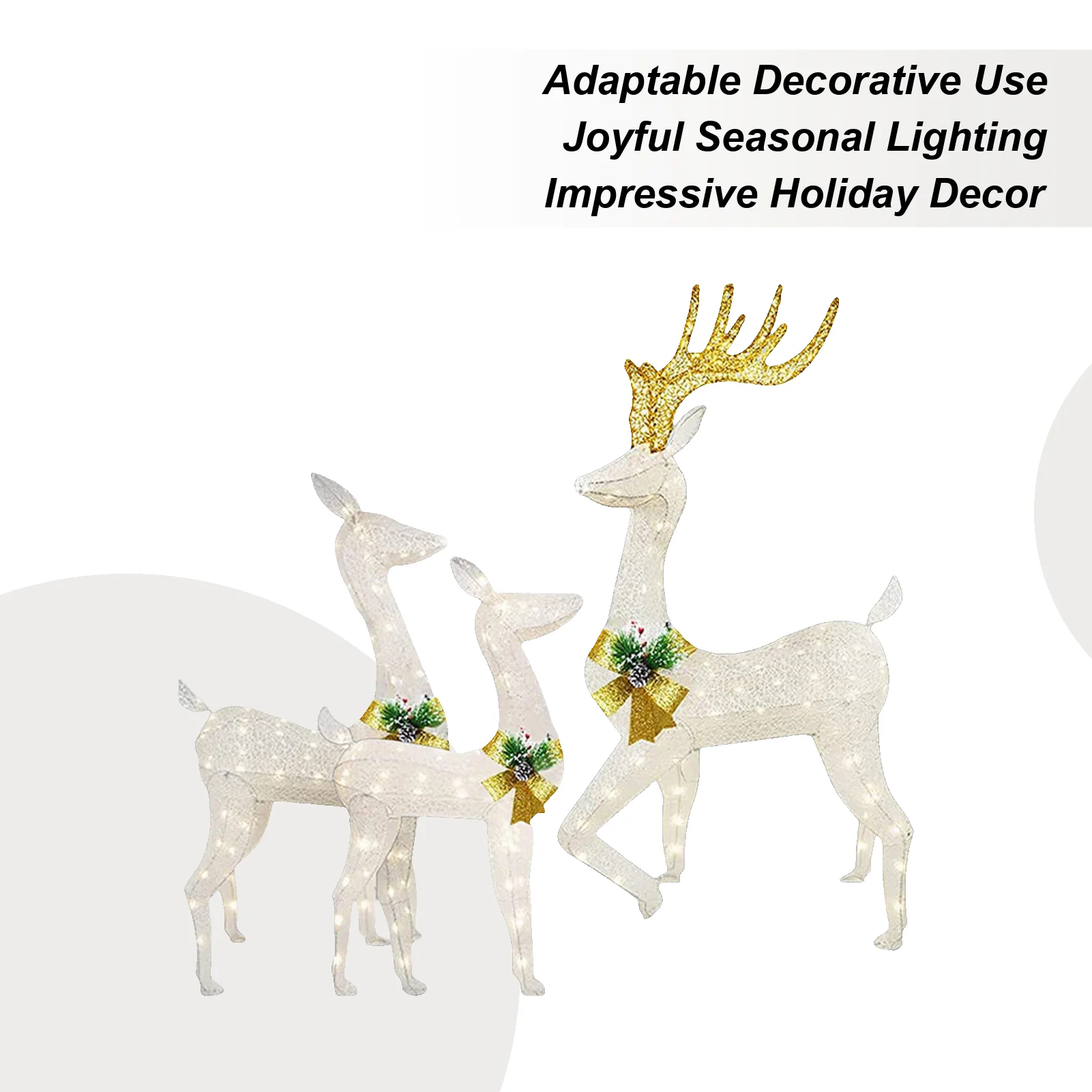 

Reindeer Stake Light Decor 3-Piece LED Lighted Yard Decor Lighted Acrylic Stake Decoration For Yard Garden Pathway Patio Porch