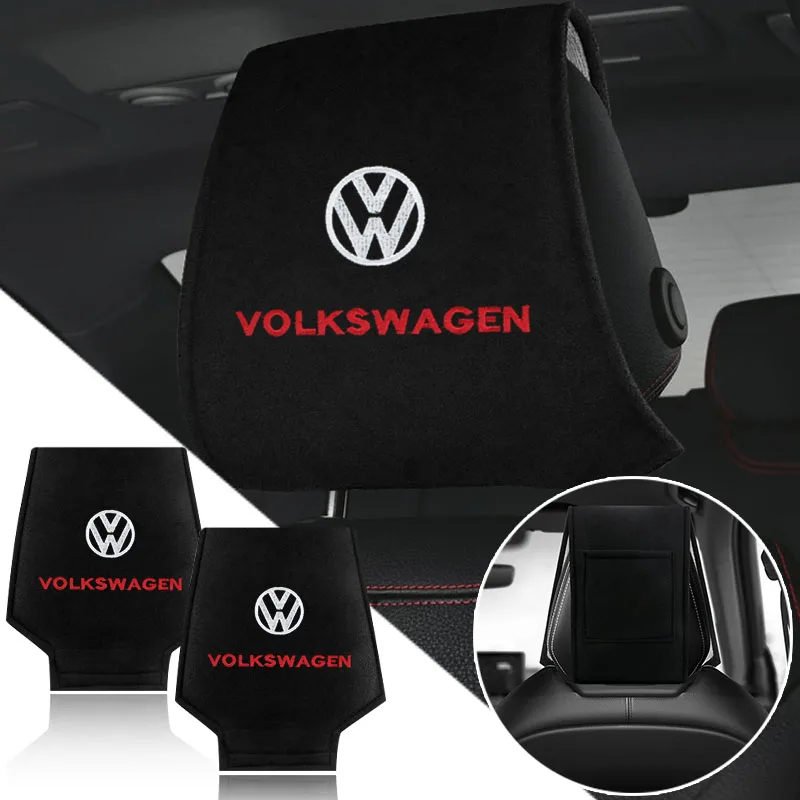 1/2 pçs logotipo do carro encosto de cabeça capa travesseiro toalha para vw volkswagen golf polo passat touran jetta bora cc lavida caddy