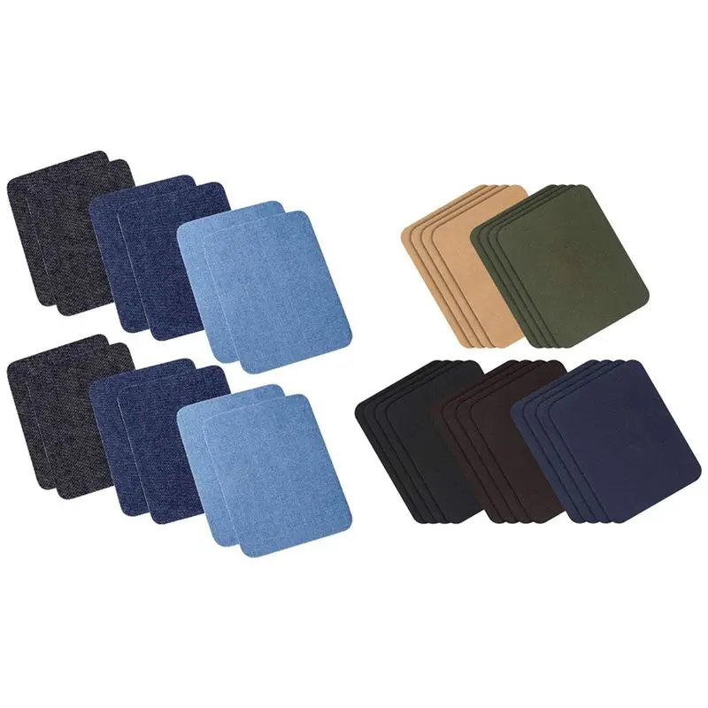 

TEXU 20 Pieces Jacket Jean Clothes Patches Kit 5 Colors & 12 Pcs Iron On Denim Patches 3 Colors (4.9 Inch X 3.7 Inch)