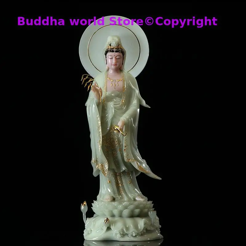 2025  HOME shrine protection Buddhism XI FANG SANSHENG jade Guan yin Amitabha Mahasthamaprapta Buddha God statue Large 48CM