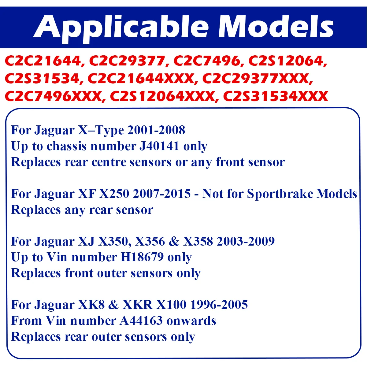 Черный датчик контроля парковки для Jaguar X-Type 2001-2008 XF X250 2007-2015 XJ X350 X356 X358 XK8 XKR X100 C2C29377