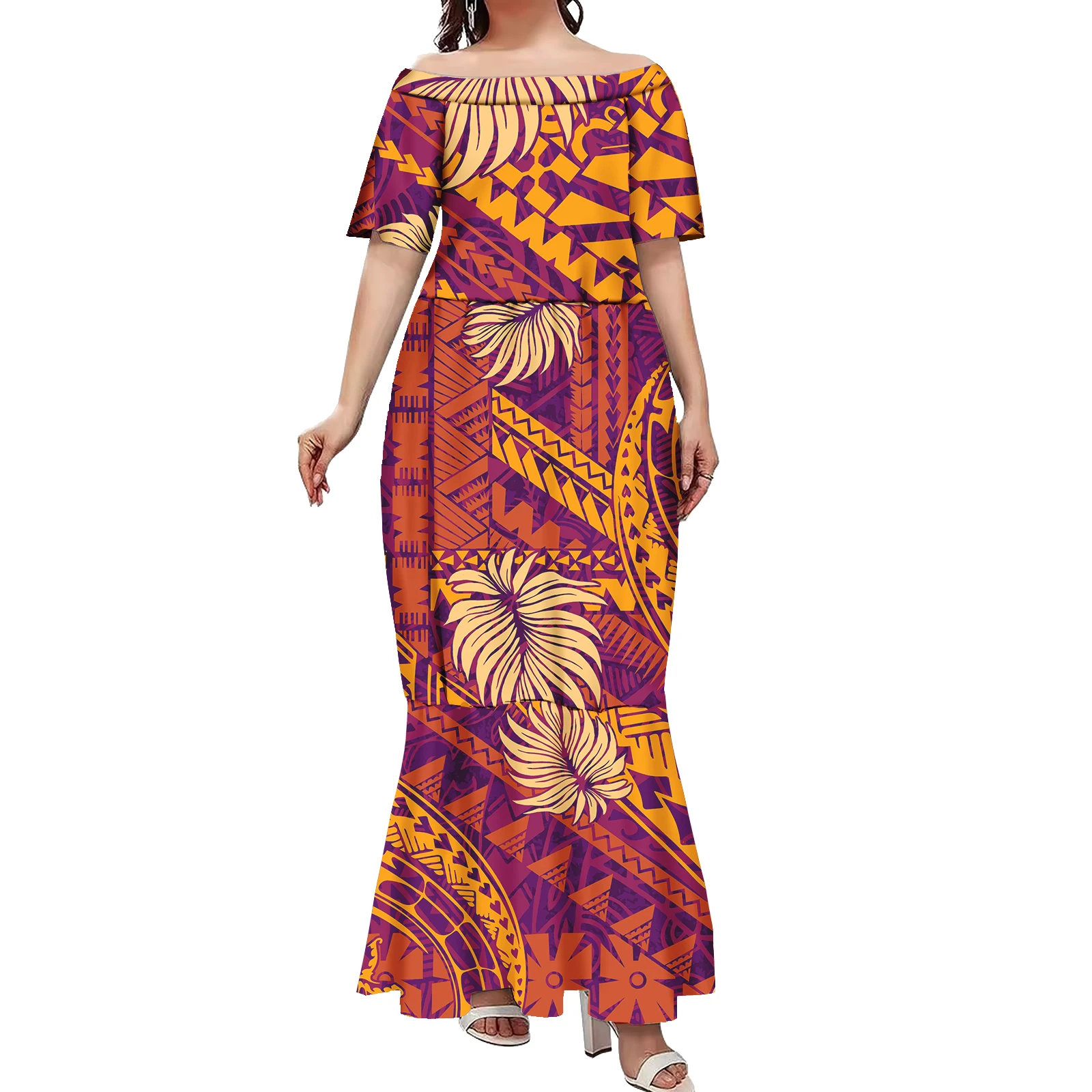 Custom Design Women Clothing 2024 Samoan Puletasi Polynesia Style Elegant Party Holiday Dress for Female Casual Summer Outfits