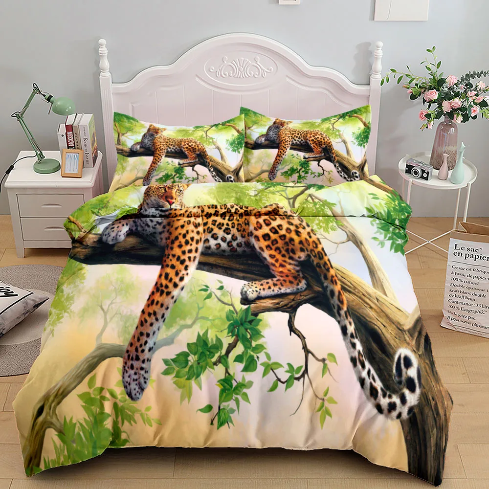 African Savannah Cheetah Wild Bedding Set King Queen Twin Single Size Duvet Cover Pillow Cases Bed Linen Set