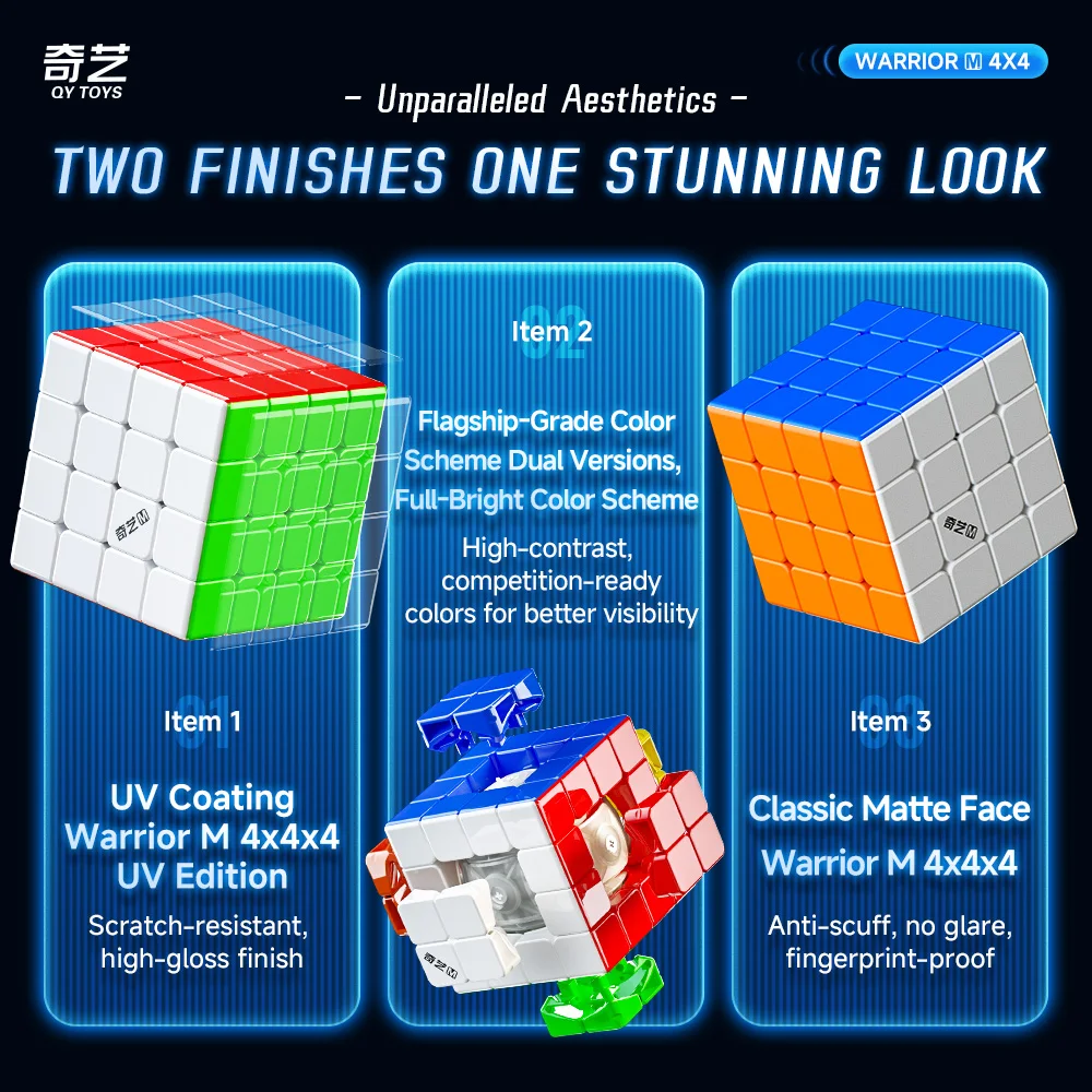 QiYi Warrior 4x4x4 Cube de vitesse UV magnétique QY Warrior 4x4 Cube magique magnétique 4X4 M Cube Puzzle jouet enfants cadeau Cubo Magico
