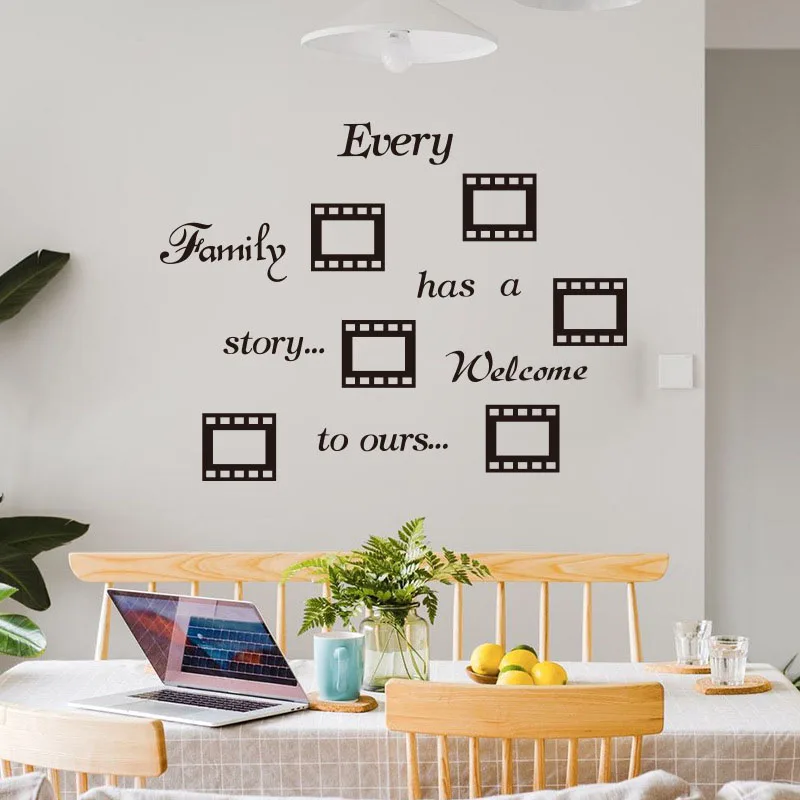 English Motto Family Photo Frame Combination Decorative Wall Sticker Home Photo Self-Adhesive