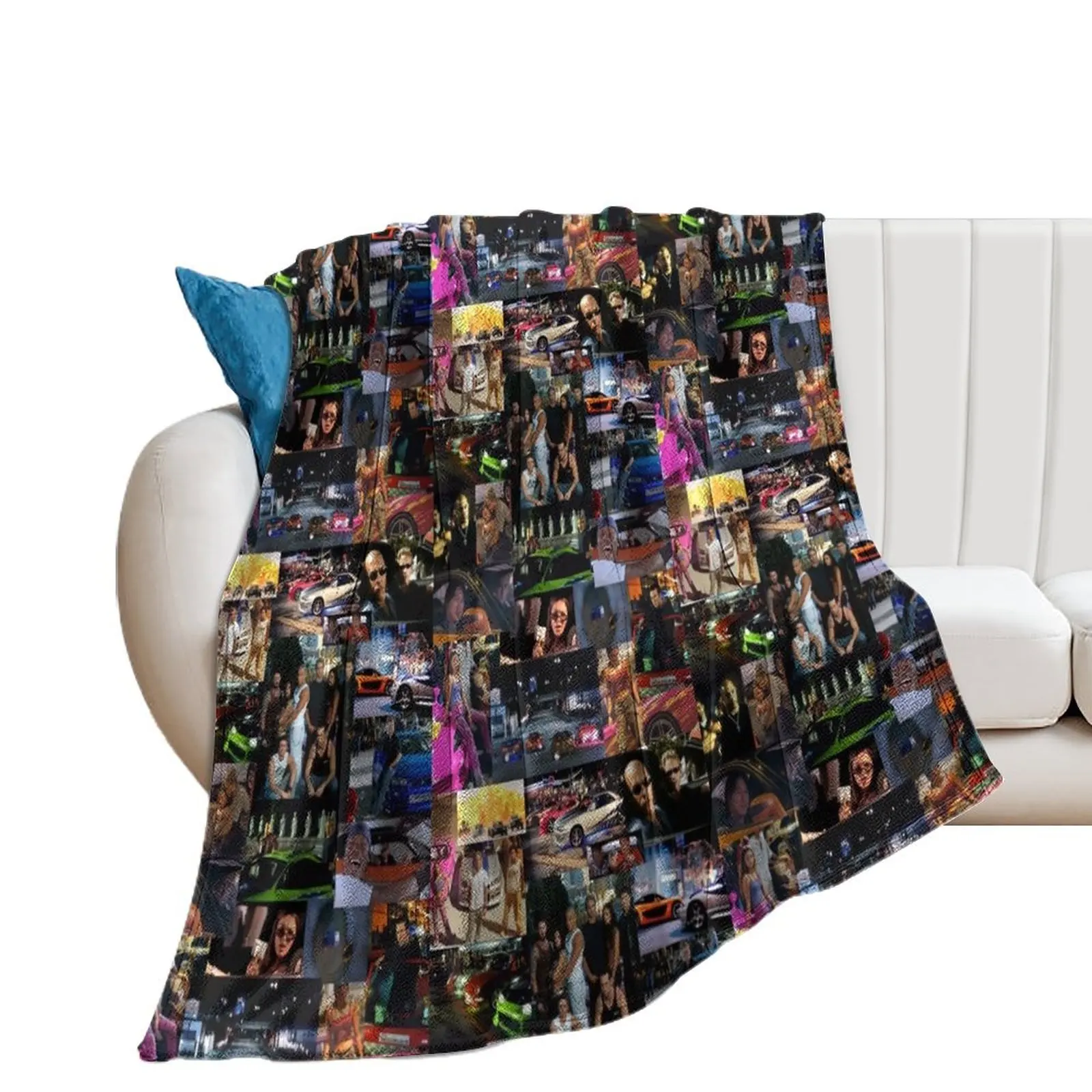 Fast and Furious collage Throw Blanket christmas gifts Vintage Soft Plaid Blankets