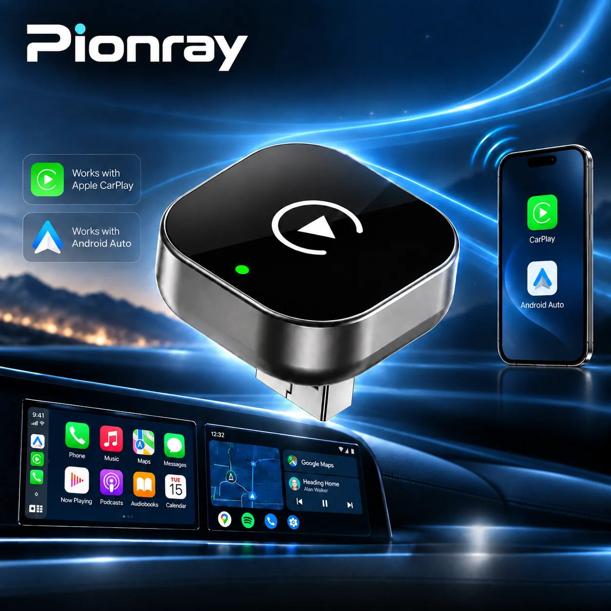 Wireless CarPlay Adapter 2026 New Version - Stable No-Delay Plug&Play for Android Auto iPhone iOS USB/Type-C