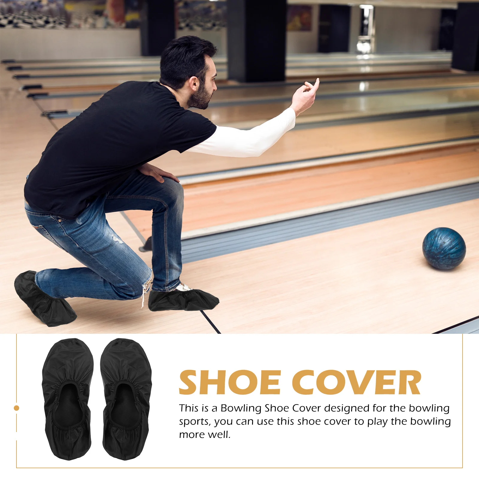2 pezzi Copriscarpe da bowling da uomo Protezioni antipioggia antiscivolo Pregevole fattura Poliestere resistente Leggero Scivolo efficiente