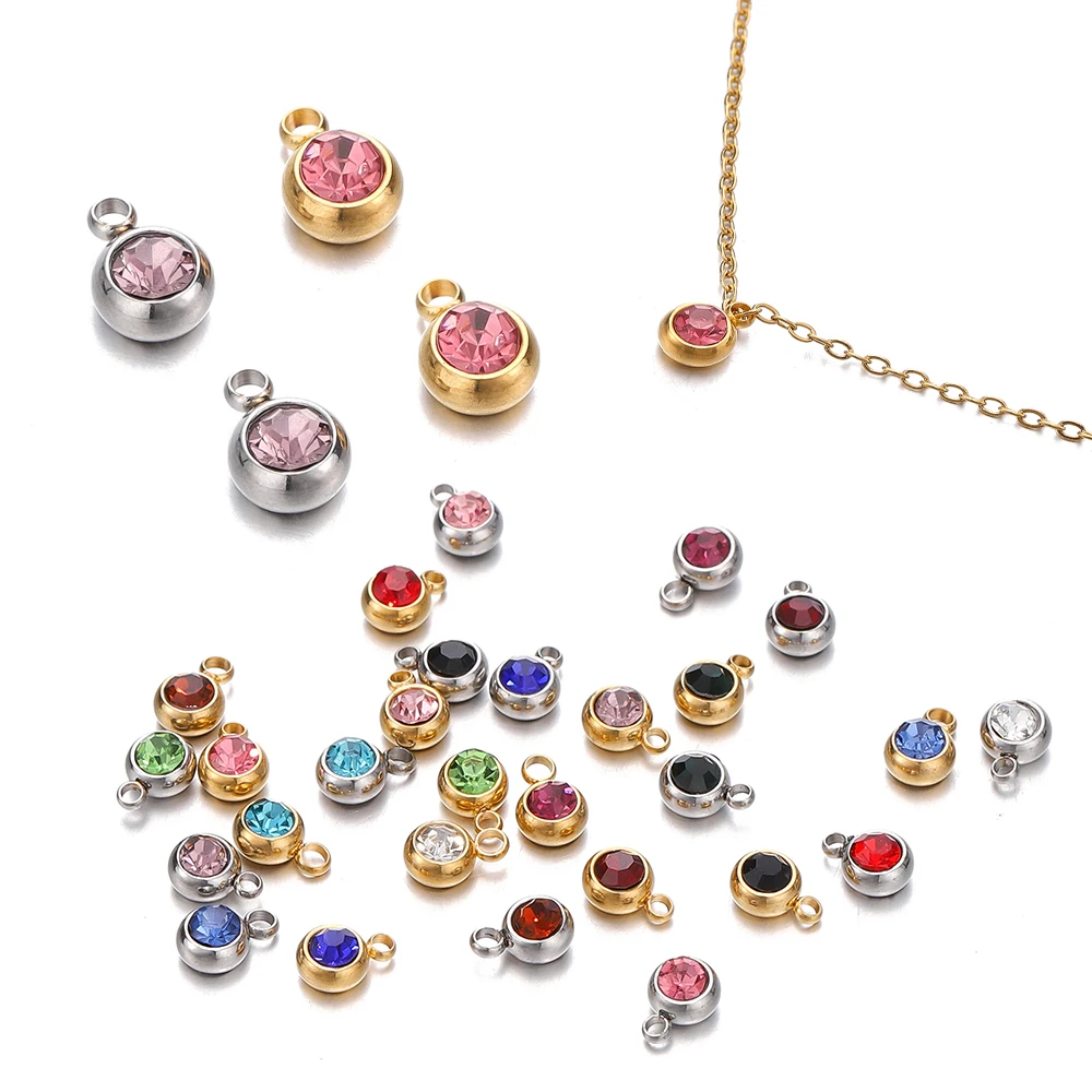 20 قطعة 6 مللي متر الفولاذ المقاوم للصدأ حجر الراين الخرز الذهب اللون كريستال Charms المعلقات ل عقد دي اي واي سوار صنع المجوهرات السحر #3