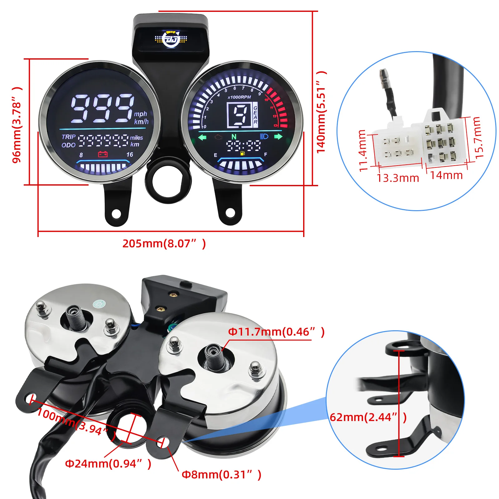 Digital Moto Speedometer For Suzuki GN 125 Motorcycle Dashboard Odometer RPM Gauge Motorcycle Accessories 8-16V