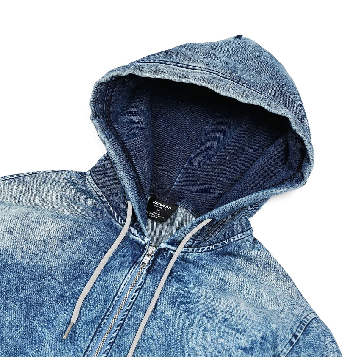 New Hooded Fried Color Mens Denim Cardigan Jacket American Style Zipper Jackets Men Fashion Outerwear Male