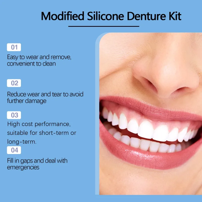 Modified Silicone Denture Kit Cover Imperfect Teeth Silicone Smile Veneers Teeth Upper Tool False Tooth Cover Oral Hygiene Care