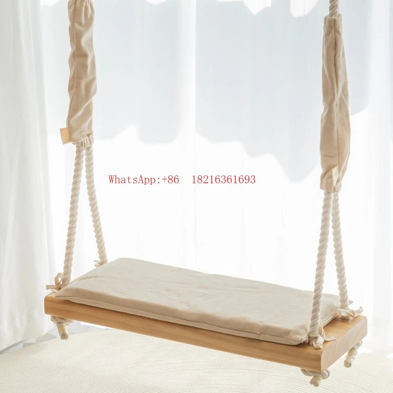 Adult swing indoor home outdoor courtyard swing balcony hanging chair solid wood board cotton rope single