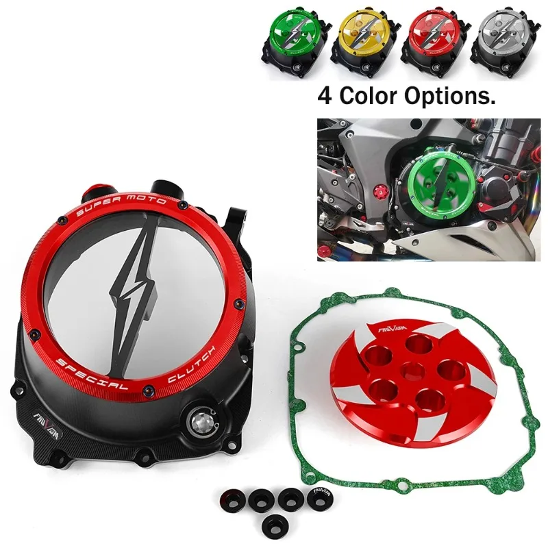 for Kawasaki Z1000 Engine Clear Clutch Cover & Spring Retainer R Z 1000 2010 2011 2012 2013 2014 2015