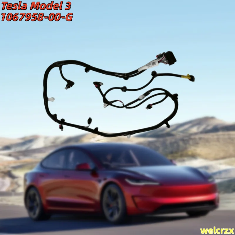 Car Front Bumper Radar Harness Reverse Wiring With Fog Light Plug 1067958-00-G For Tesla Model 3 106795800G 2017 2018 2019 2020