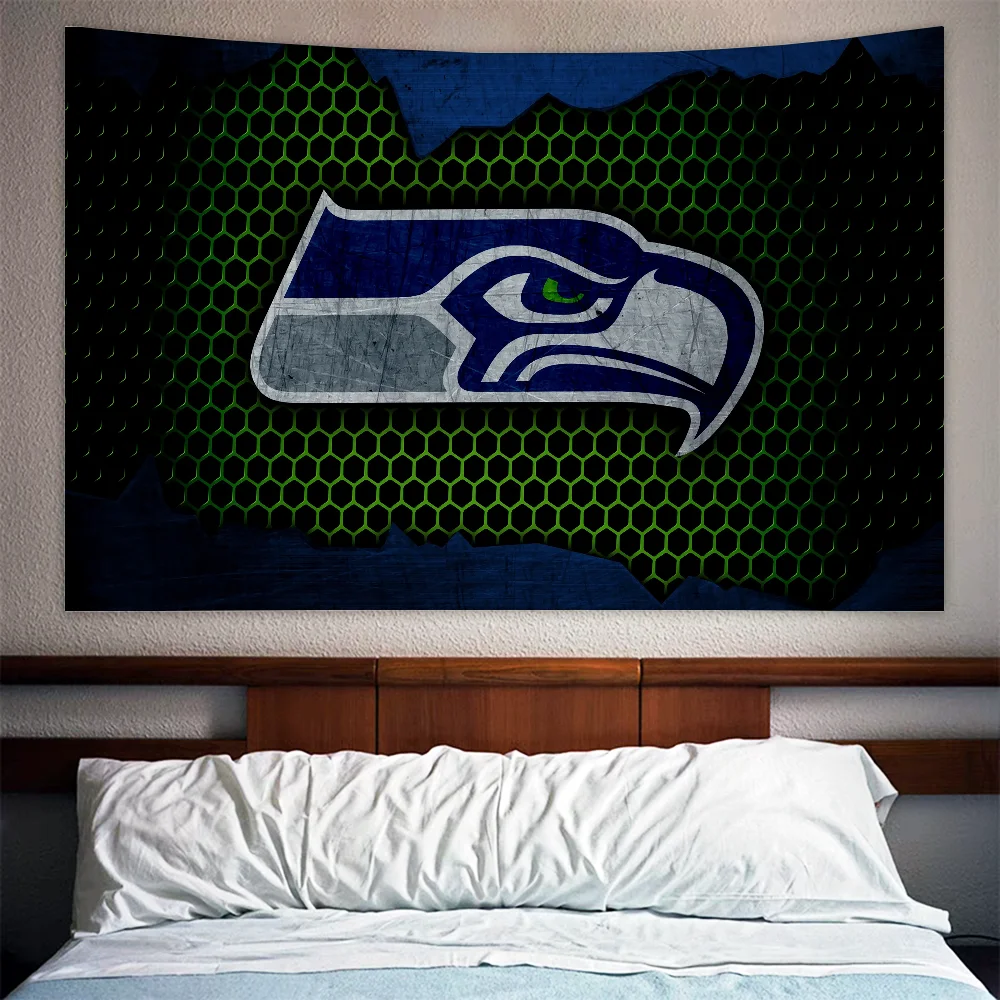 Living Room Decor Aesthetic SeattleS SeahawkS Funny Tapestry Wall Hanging Boho Home Decoration Tapestries Art Mural Decors Cute