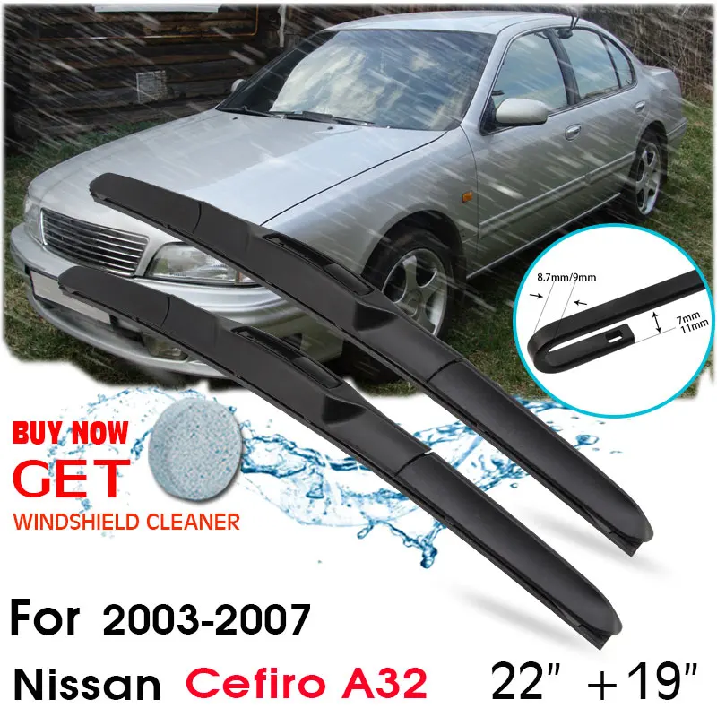 

Car Wiper Blade Front Window Windshield Rubber Silicon Refill Wipers For Nissan Cefiro A32 2003-2007 22"+19" Car Accessories